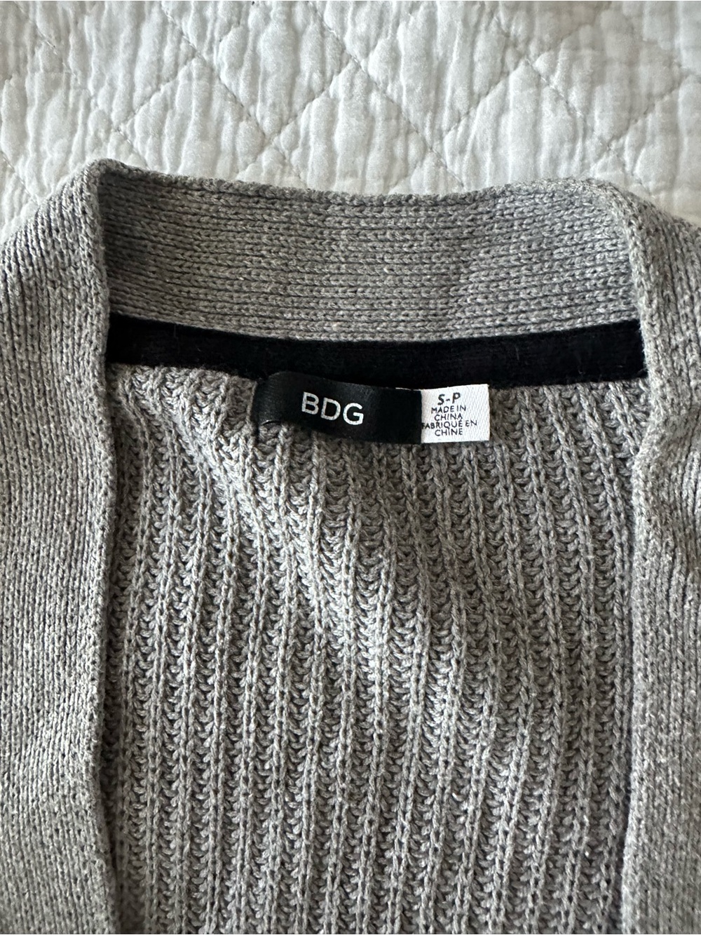 BDG Light Gray Open-Front Ribbed Cardigan - Picture 5 of 5